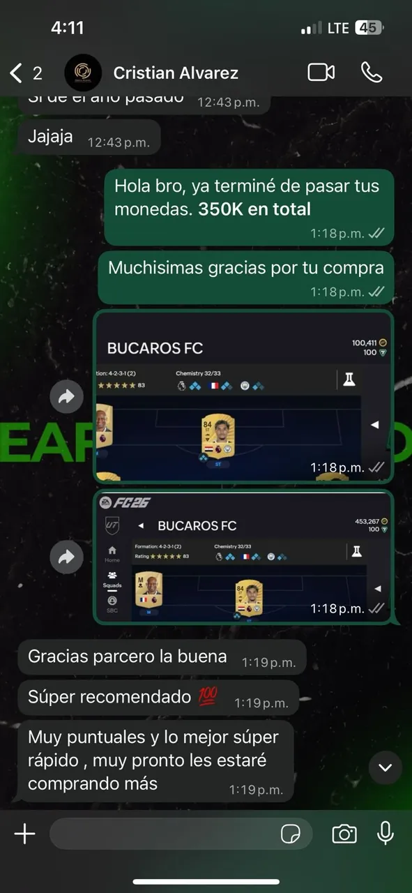 Testimonio real de cliente - Pantallazo WhatsApp